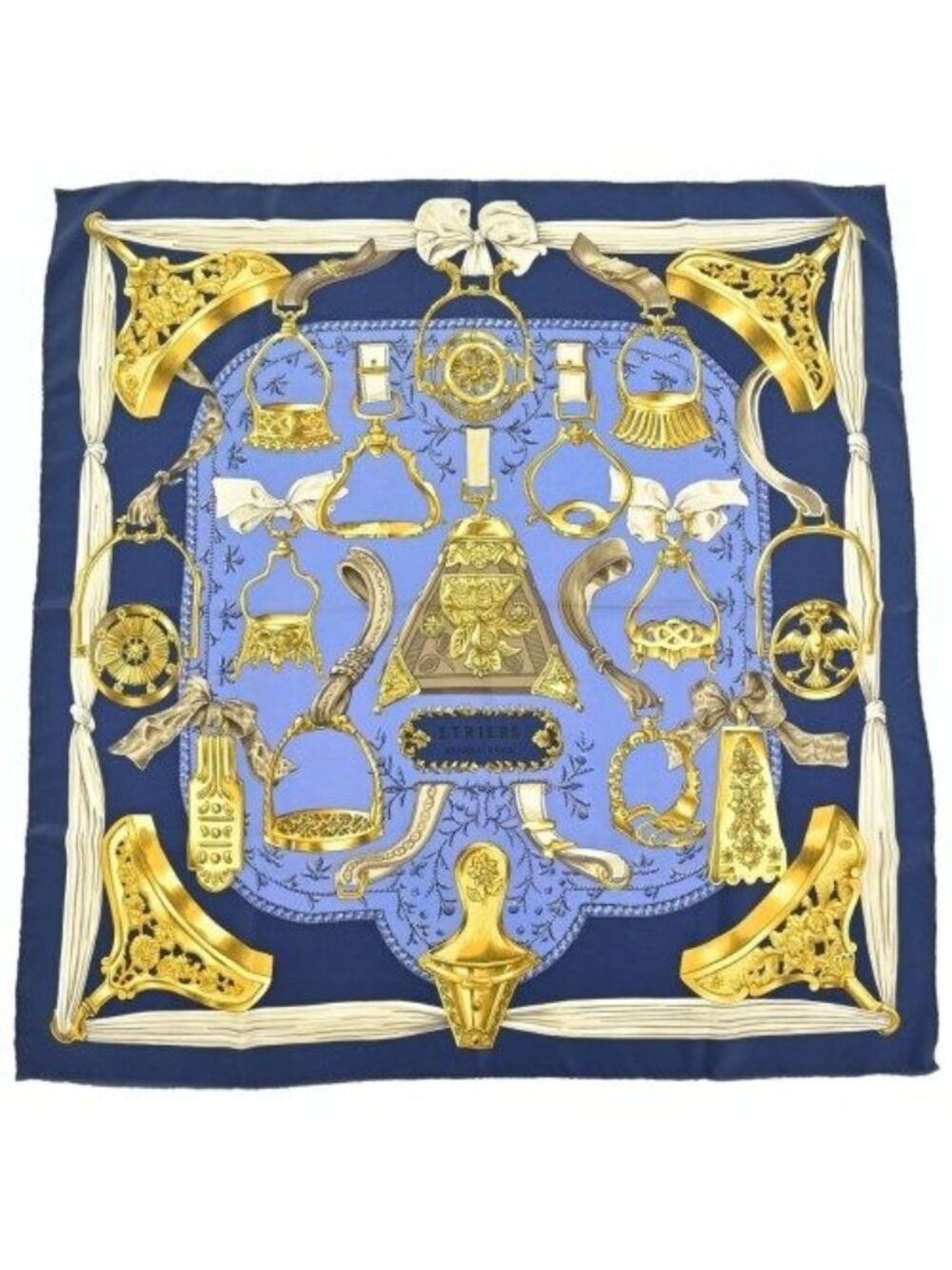 Hermes Bandana Scarf Navy